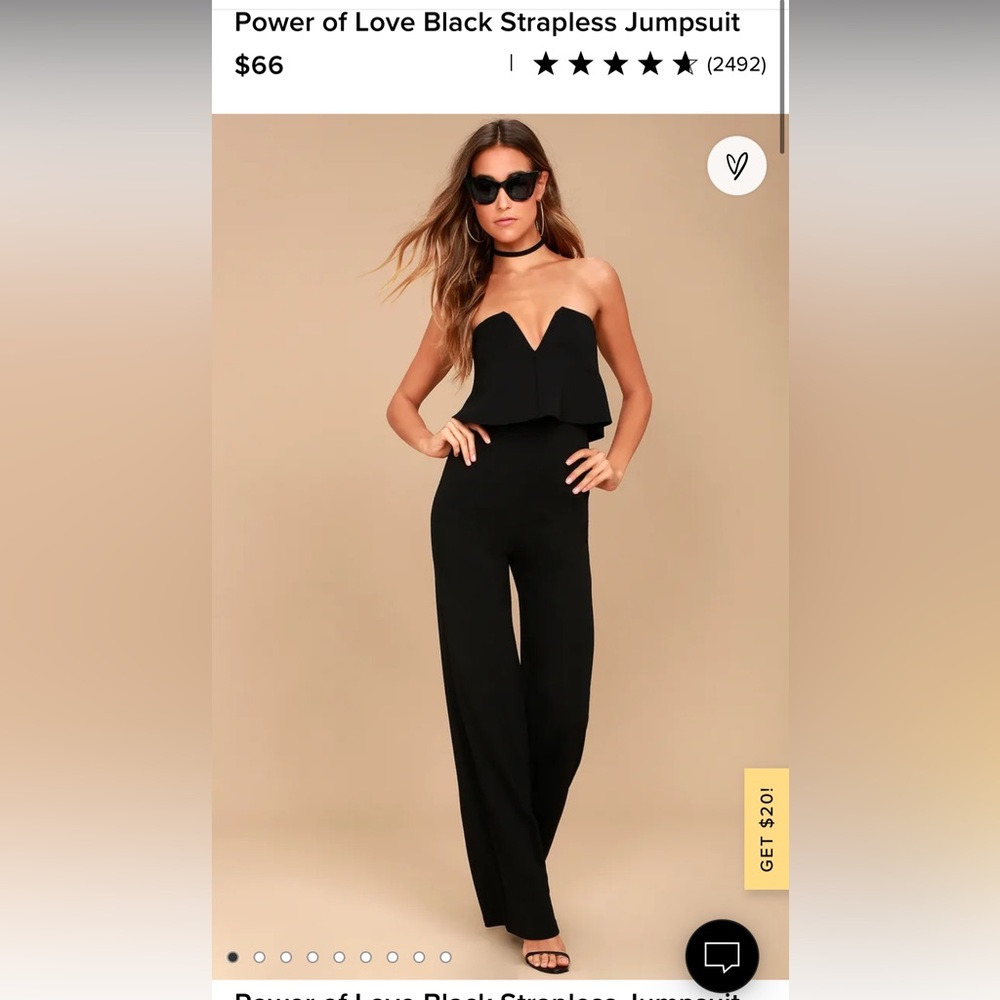 Lulus Power of Love Black Strapless Jumpsuit, NWT, size- XS